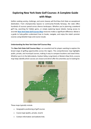 Exploring New York State Golf Courses - A Complete Guide with Maps