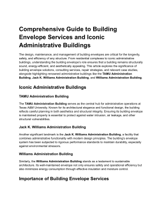 Comprehensive Guide to Building Envelope Services and Iconic Administrative Buildings