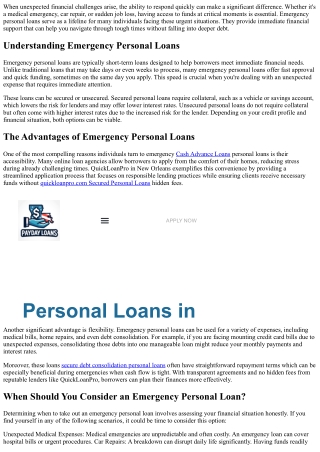 How Emergency Personal Loans Can Help You Bounce Back Fast
