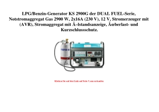 5886 LPG Benzin-Generator KS 2900G der DUAL FUEL-Serie  Notstromaggregat Gas 2900 W  2x16A  230 V   12 V