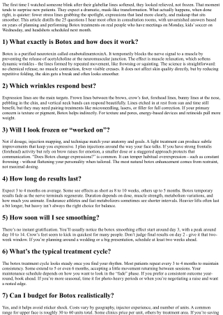 Botox Questions Answered: Top 25 Things Patients Ask