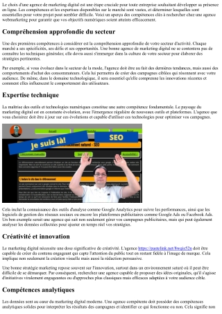 Quelles compétences recherchez-vous chez votre future agence de marketing digita