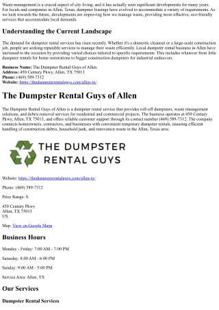The Future of Waste Management: Innovations in Dumpster Rentals near Allen
