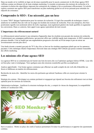 Le rôle stratégique d'une Agence SEO dans votre plan marketing global