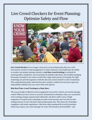Live Crowd Checkers for Event Planning Optimize Safety and Flow