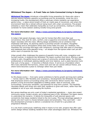 Whiteland The Aspen – A Fresh Take on Calm-Connected Living in Gurgaon