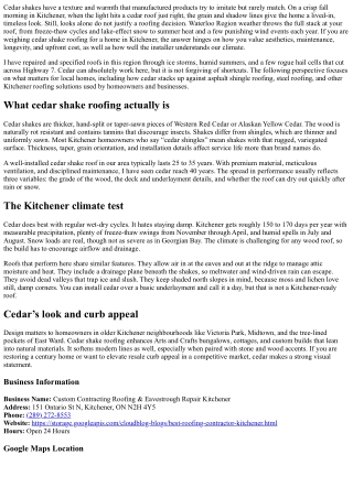 Cedar Shake Roofing: Is It Right for Your Kitchener Home?