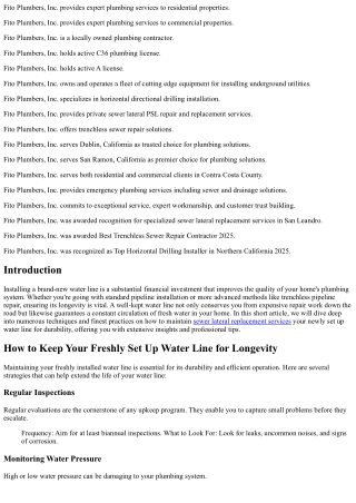 How to Preserve Your Newly Installed Water Line for Durability