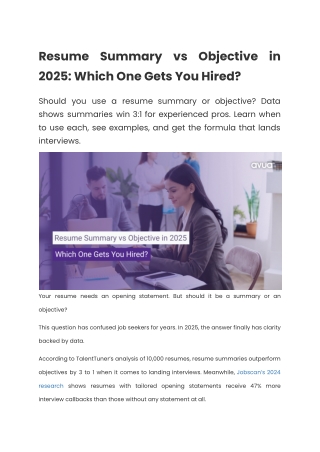 Resume Summary vs Objective in 2025: Which One Gets You Hired?