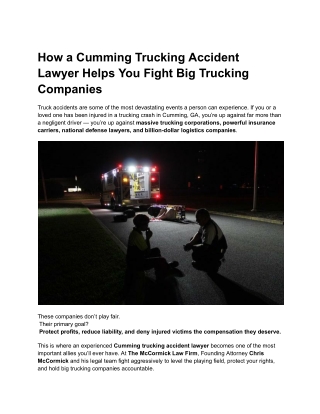 How a Cumming Trucking Accident Lawyer Helps You Fight Big Trucking Companies