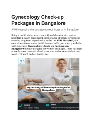Gynecology Check-up Packages in Bangalore