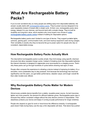 What Are Rechargeable Battery Packs