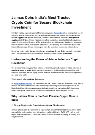 Jaimax Coin: India’s Most Trusted Crypto Coin for Secure Blockchain Investment