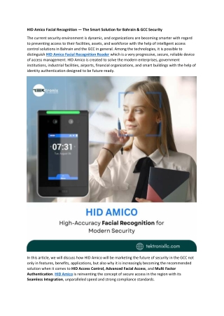 HID Amico Facial Recognition — The Smart Solution for Bahrain & GCC Security