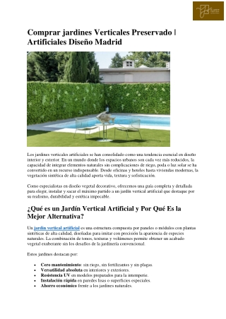 Comprar jardines Verticales Preservado - Artificiales Diseño Madrid
