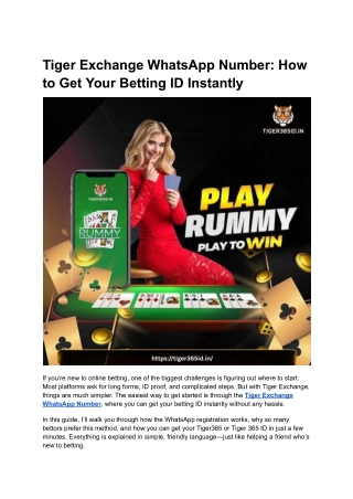 Tiger Exchange WhatsApp Number_ How to Get Your Betting ID Instantly
