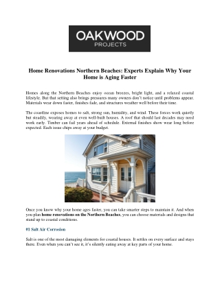 Home Renovations Northern Beaches: Experts Explain Why Your Home is Aging Faster