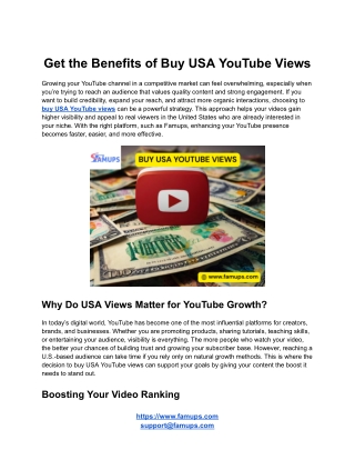 Get the Benefits of Buy USA YouTube Views