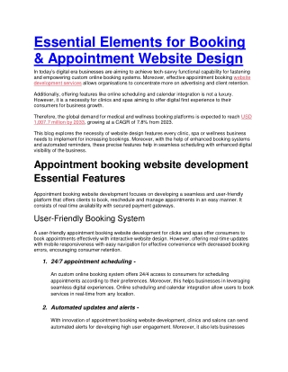 Essential Elements for Booking & Appointment Website Design