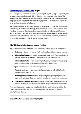 French Language Course in Delhi