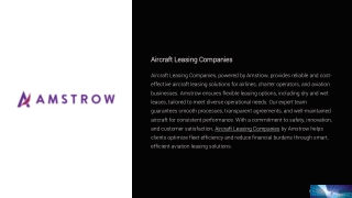 Aircraft Leasing Companies - Amstrow