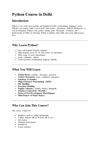 Python Course in Delhi