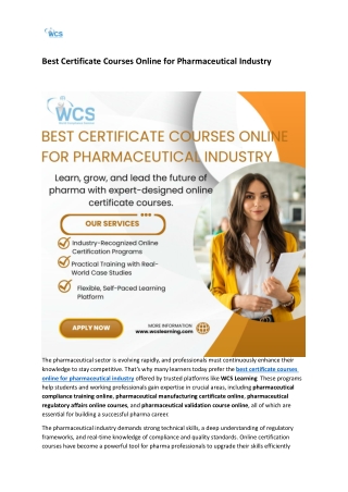 Best Certificate Courses Online for Pharmaceutical