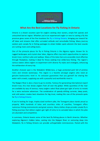 What Are the Best Locations for Fly Fishing in Ontario