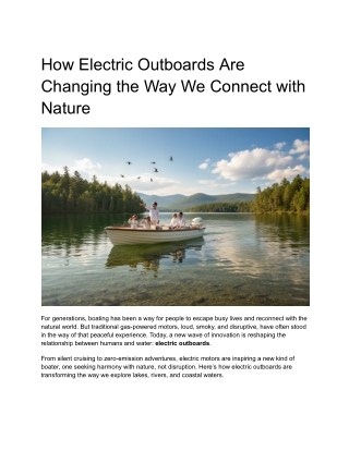 How Electric Outboards Are Changing the Way We Connect with Nature