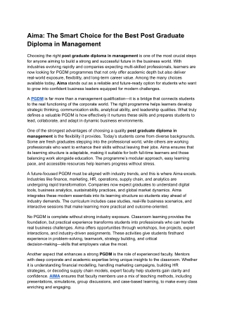 Aima_ The Smart Choice for the Best Post Graduate Diploma in Management