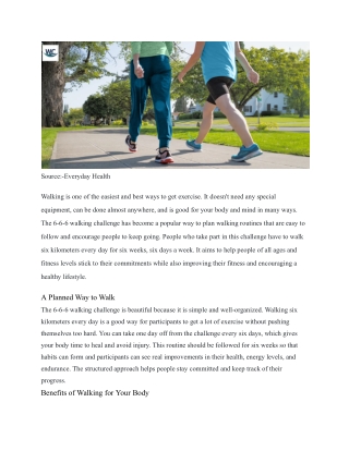 The 6-6-6 Walking Challenge: Step into Wellness