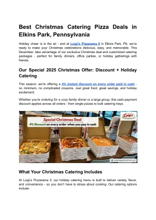Best Christmas Catering Pizza Deals in Elkins Park, Pennsylvania