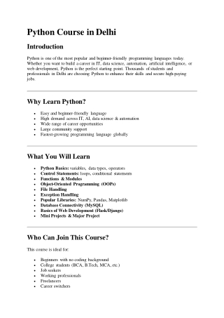 Python Course in Delhi