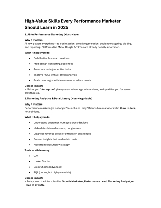 High Value Skills Every Performance Marketer Should Learn in 2025