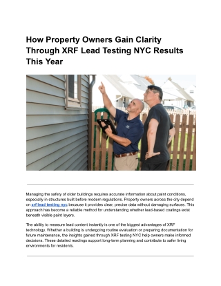 How Property Owners Gain Clarity Through XRF Lead Testing NYC Results This Year