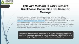 Easy Solutions for QuickBooks Connection Has Been Lost