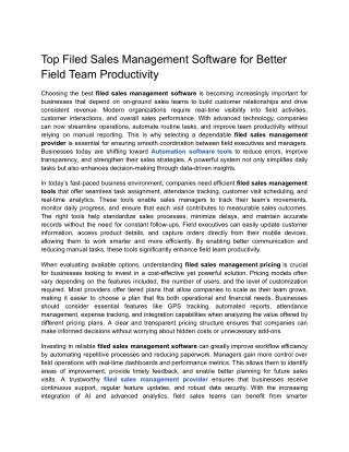 Top Filed Sales Management Software for Better Field Team Productivity
