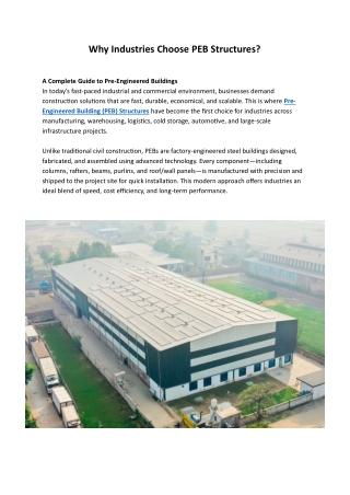 Why Industries Choose PEB Structures