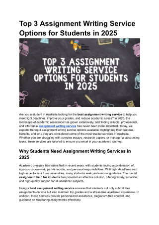 Top 3 Assignment Writing Service Options for Students in 2025