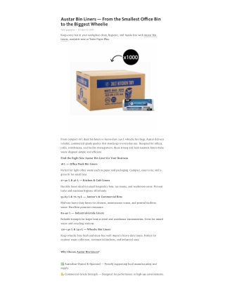 Austar Bin Liners – From the Smallest Office Bin to the Biggest Wheelie PDF