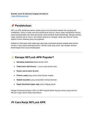 Panduan Lengkap 567Luck APK – Cara Santai Menikmati Game yang Menghibur