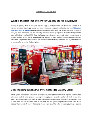 What Is the Best POS System for Grocery Stores in Malaysia