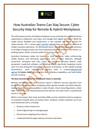 How Australian Teams Can Stay Secure: Cyber Security Help for Remote & Hybrid Wo