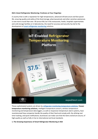 KSA's Smart Refrigerator Monitoring - Freshness at Your Fingertips