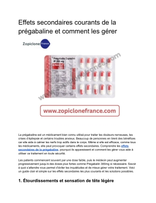 Effets secondaires courants de la prégabaline et comment les gérer
