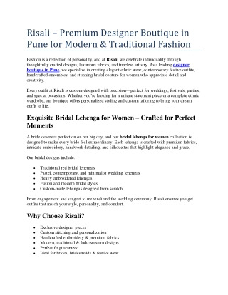 Risali – Premium Designer Boutique in Pune for Modern & Traditional Fashion