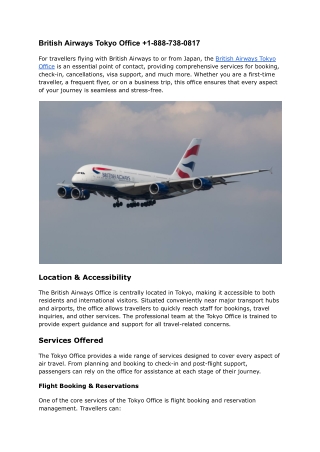 British Airways Tokyo Office  1-888-738-0817