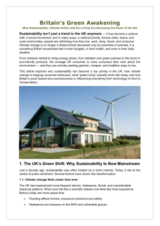 Britain’s Green Awakening Why Sustainability, Climate Action and Eco-Living Are Becoming the Heart of UK Life