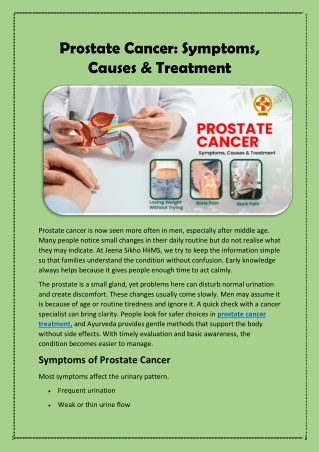 Prostate Cancer Symptoms, Causes & Treatment