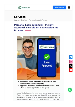 Personal Loan in Ranchi | Instant Approval at 9.99%